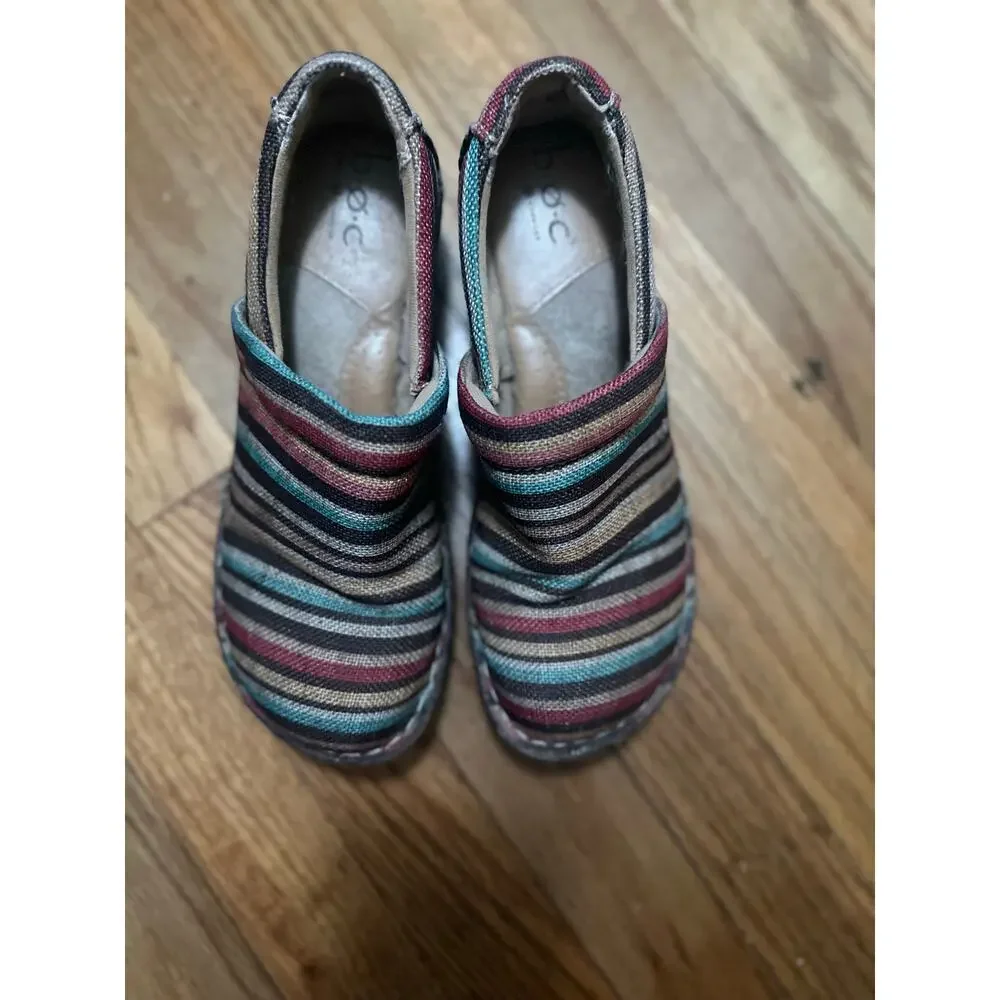 b.o.c. Nadiyya Multicolor Boho Striped Canvas Clogs Size 8M